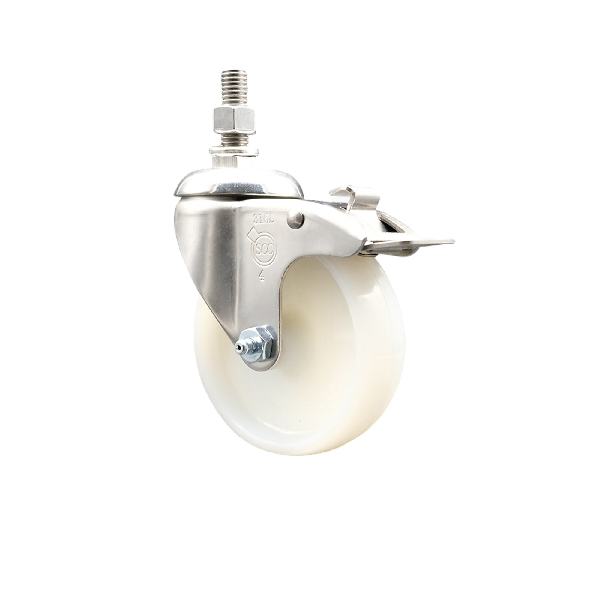 Service Caster, 4in. x 1 1/4in. Stem Caster, Wheel Diameter 4 in, Caster Type Swivel, Package (qty.) 1, Model# SCC-SS316TSTTL20S414-NYS-M1215
